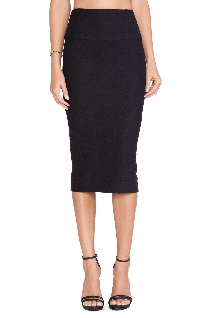NWT IRO Kaya Black Textured Chevron High Waist Midi Pencil Skirt Size 38 US 6